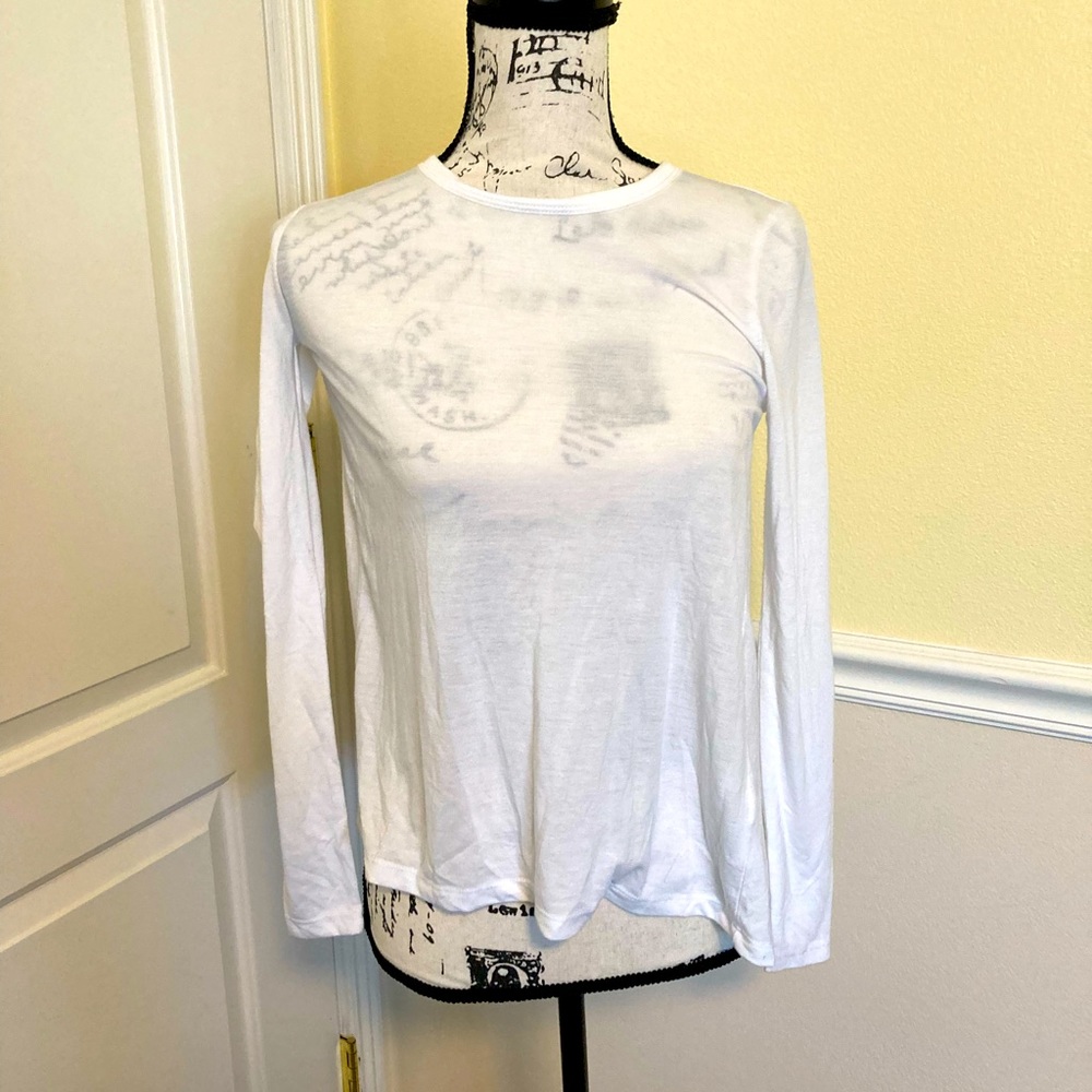 NWT J. CREW WHITE SEE THRU LONG SLEEVE TOP